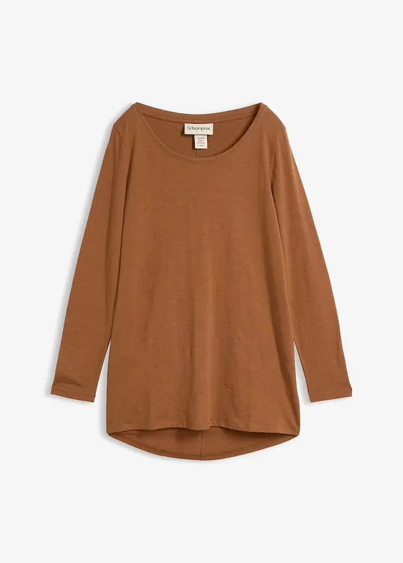 Langarmshirt aus leichtem Slub-Jersey-Material in braun von vorne - bonprix Langarmshirt aus leichtem Slub-Jersey-Material in braun von vorne - bonprix
