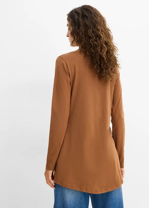 Langarmshirt aus leichtem Slub-Jersey-Material in braun von hinten (im Anschnitt) - bonprix Langarmshirt aus leichtem Slub-Jersey-Material in braun von hinten (im Anschnitt) - bonprix