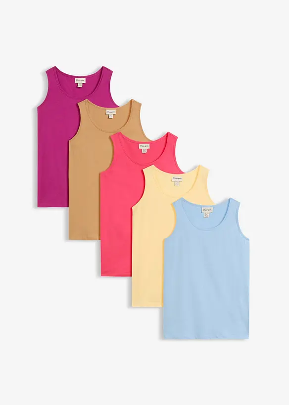Long-Top (5er-Pack) in pink von vorne - bonprix