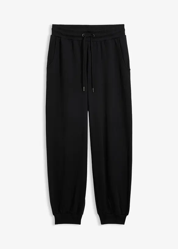 Jogginghose mit elastischem Bund in schwarz von vorne - bonprix