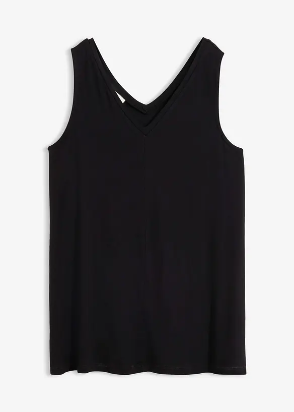Long-Top aus Viskose-Mix in schwarz von vorne - bonprix