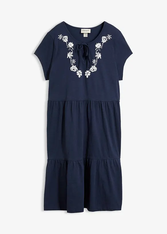 Baumwoll Tunika-Kleid, kurzarm in blau von vorne - bonprix