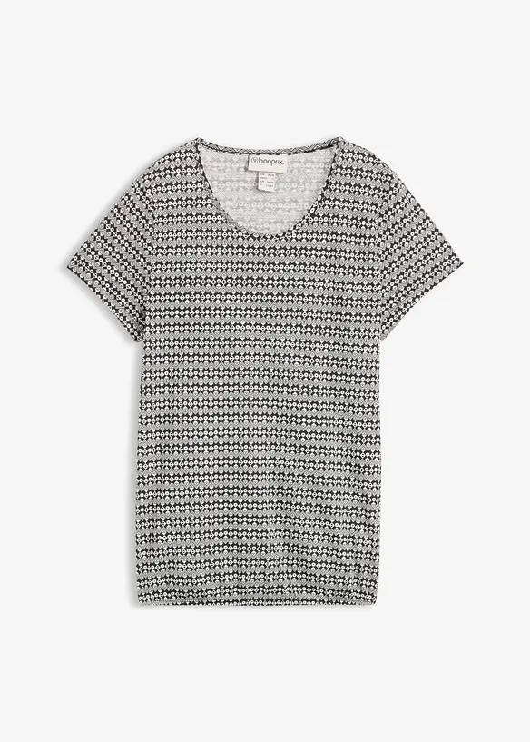 Shirt aus reiner Baumwolle in schwarz von vorne - bonprix