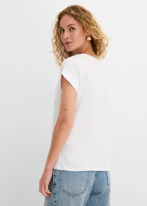 T-Shirt mit floralem Print in weiß von hinten (im Anschnitt) - bonprix