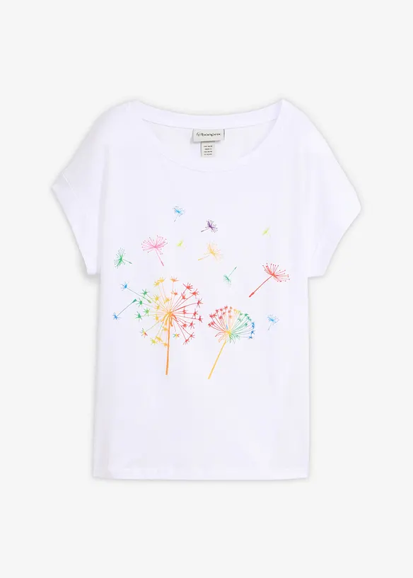 T-Shirt mit floralem Print in weiß von vorne - bonprix