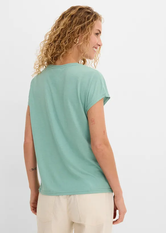 T-Shirt mit Glitzerdruck in grün von hinten (im Anschnitt) - bonprix