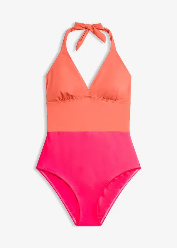 Neckholder-Badeanzug im Rücken zum Binden in pink von vorne - bonprix