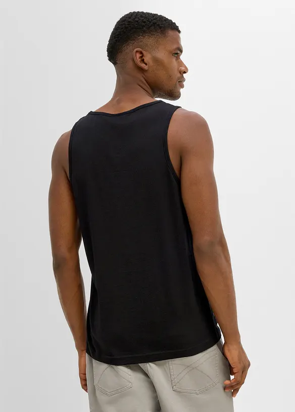 Tanktop in Regular Fit (3er Pack) in schwarz von hinten (im Anschnitt) - bonprix