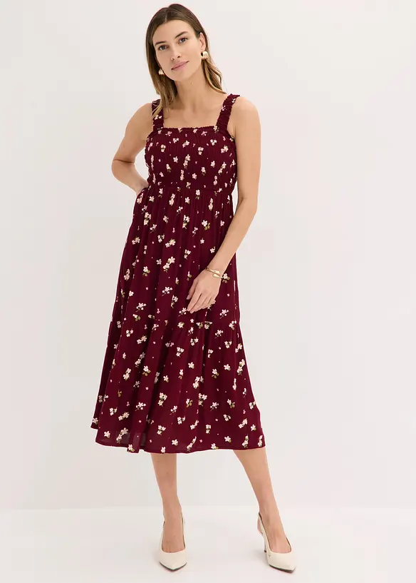 Midikleid aus Viskose in rot von vorne (Totalaufnahme) - bonprix