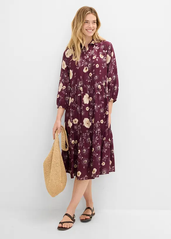 Tunika-Kleid aus fließender Viskose in rot von vorne (Totalaufnahme) - bonprix Tunika-Kleid aus fließender Viskose in rot von vorne (Totalaufnahme) - bonprix