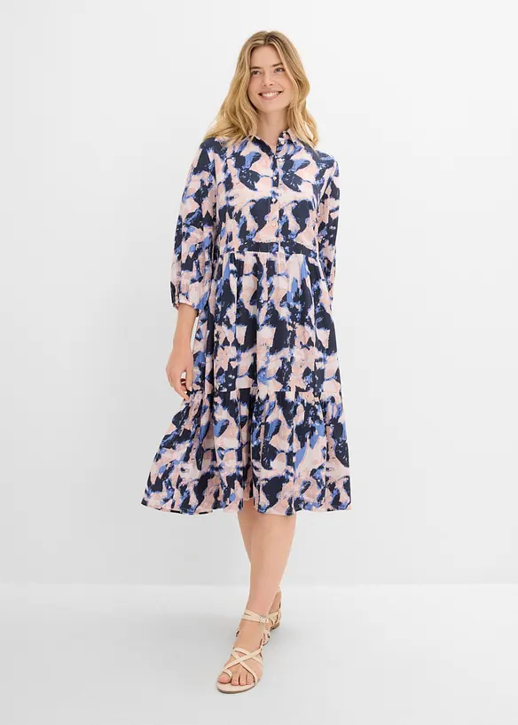 Tunika-Kleid aus fließender Viskose in blau von vorne (Totalaufnahme) - bonprix Tunika-Kleid aus fließender Viskose in blau von vorne (Totalaufnahme) - bonprix