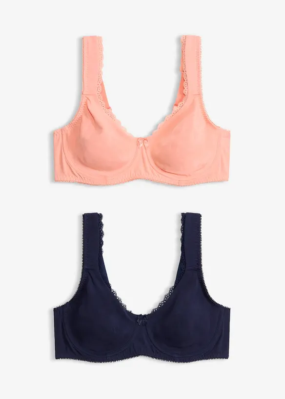 Minimizer T-Shirt-BH mit Bügel mit Bio-Baumwolle (2er Pack) in blau von vorne - bonprix