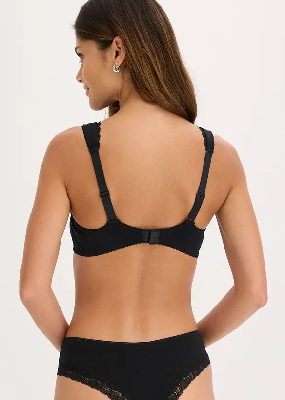 Minimizer T-Shirt-BH mit Bügel mit Bio-Baumwolle (2er Pack) in schwarz von hinten (im Anschnitt) - bonprix