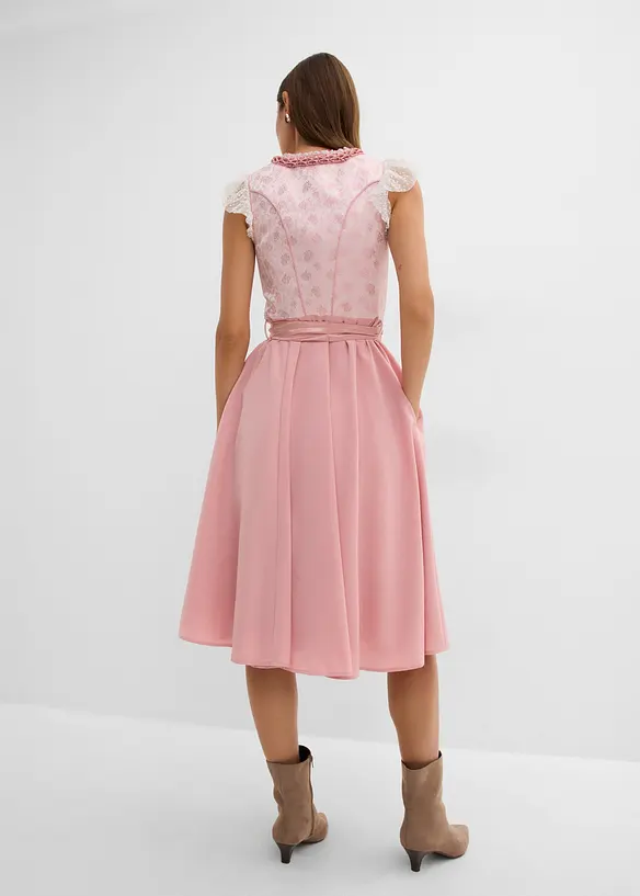 Dirndl mit Pailletten Schürze (2-tlg.Set) in rosa von hinten (Totalaufnahme) - bonprix