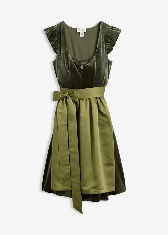 Dirndl und Schürze (2-tlg.Set) in grün von vorne - bonprix