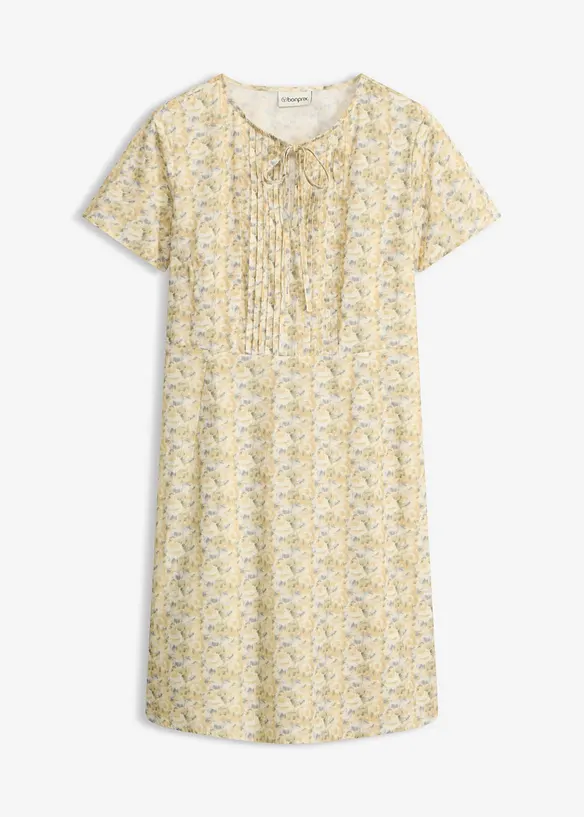Kurzes Kleid aus leichter Baumwolle in gelb von vorne - bonprix