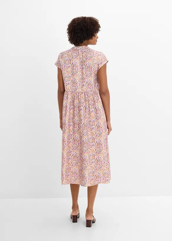 Midikleid aus Viskose-Mix in weiß von hinten (Totalaufnahme) - bonprix