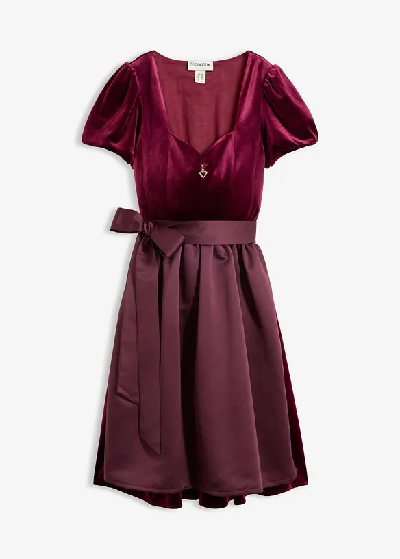 Dirndl und Schürze (2-tlg.Set) in rot von vorne - bonprix