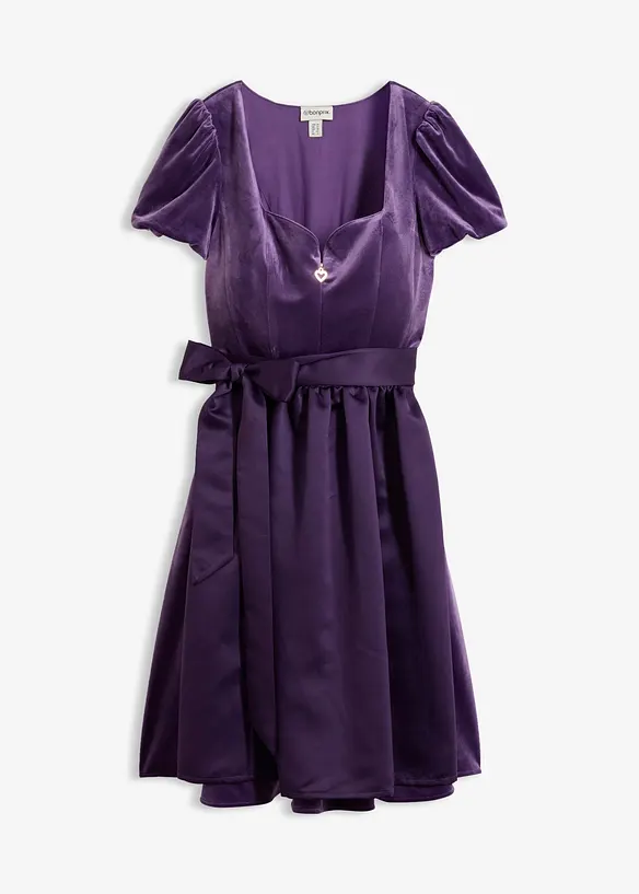 Dirndl und Schürze (2-tlg.Set) in lila von vorne - bonprix