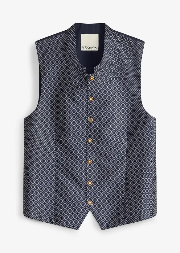 Trachtenweste in Regular Fit in blau von vorne - bonprix