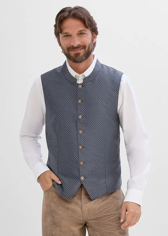 Trachtenweste in Regular Fit in blau von vorne (im Anschnitt) - bonprix