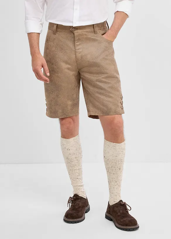 Trachtenhose aus Lederimitat in braun von vorne - bonprix