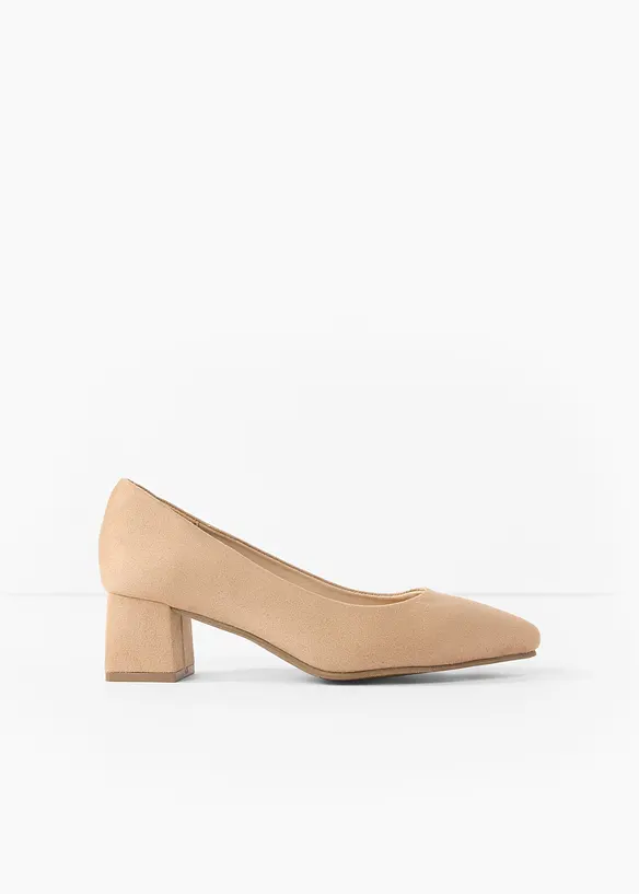 Pumps mit Blockabsatz in beige - bonprix