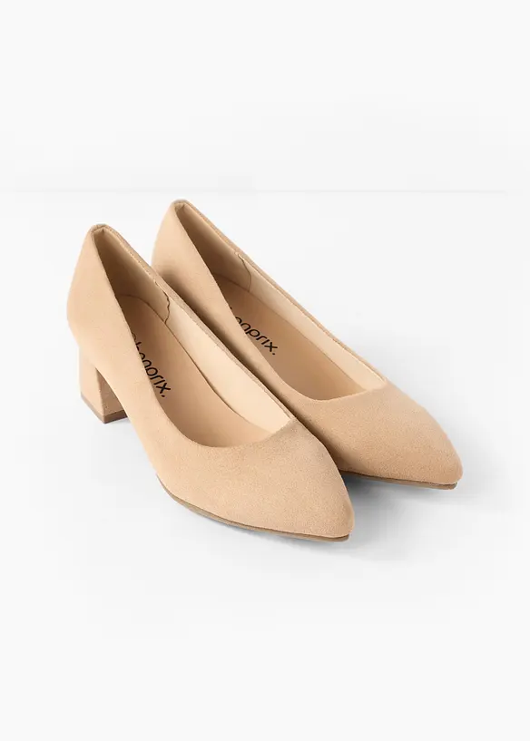 Pumps mit Blockabsatz in beige - bonprix