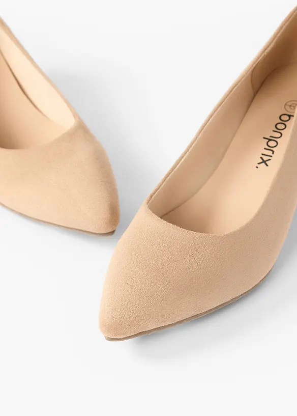Pumps mit Blockabsatz in beige - bonprix