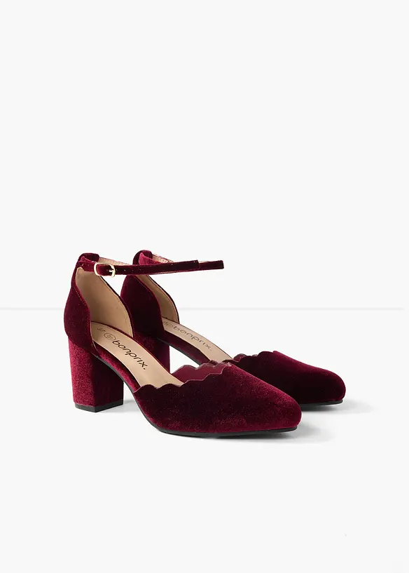 Spangenpumps mit Blockabsatz in rot - bonprix