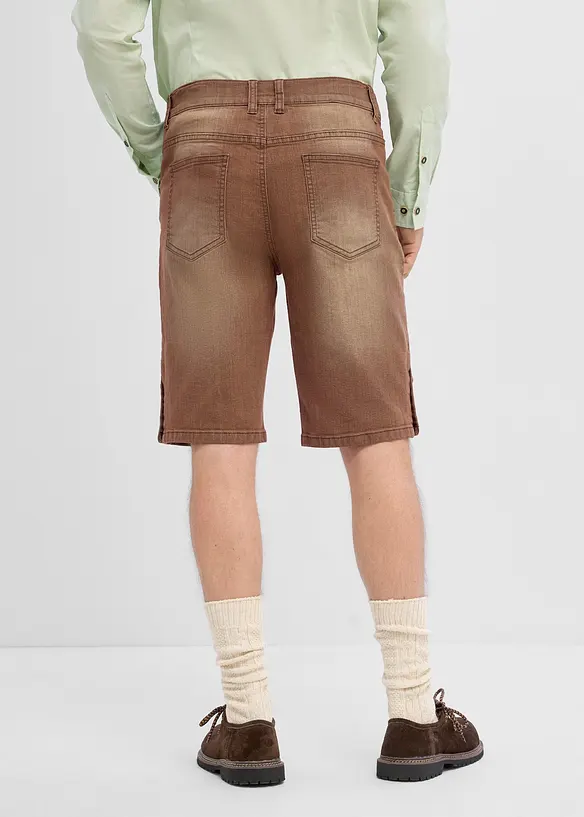 Jeans-Trachtenhose mit Vintage-Waschung in Regular Fit in braun von hinten - bonprix