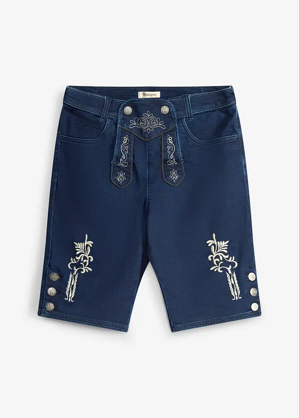 Trachtenhose aus Sweatdenim mit Komfortbund in blau von vorne - bonprix