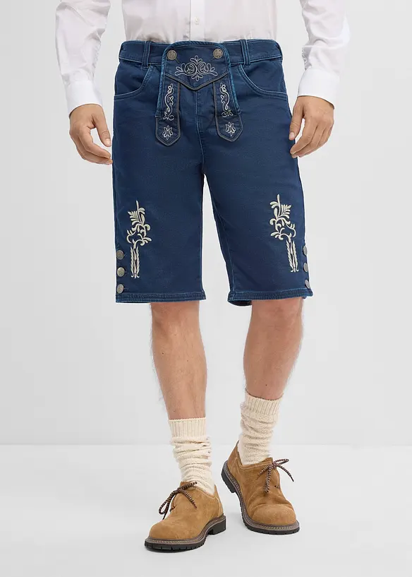 Trachtenhose aus Sweatdenim mit Komfortbund in blau von vorne - bonprix