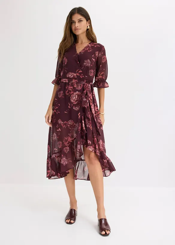 Chiffonkleid in rot von vorne (Totalaufnahme) - bonprix