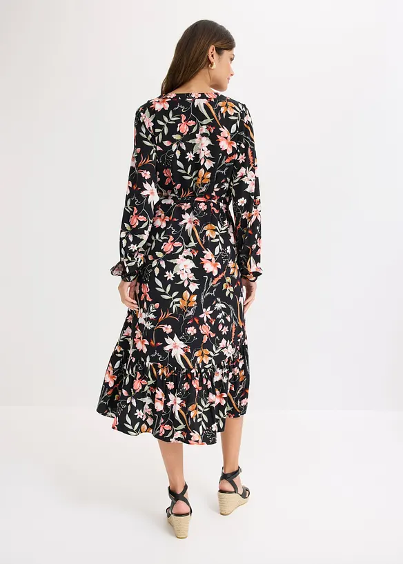 Midikleid aus Viskose in schwarz von hinten (Totalaufnahme) - bonprix Midikleid aus Viskose in schwarz von hinten (Totalaufnahme) - bonprix