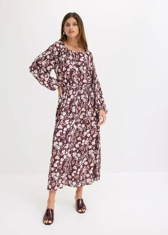 Maxikleid mit Bindeband in lila von vorne (Totalaufnahme) - bonprix Maxikleid mit Bindeband in lila von vorne (Totalaufnahme) - bonprix
