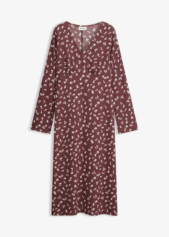 Midikleid aus strukturiertem Crêpe in lila von vorne - bonprix