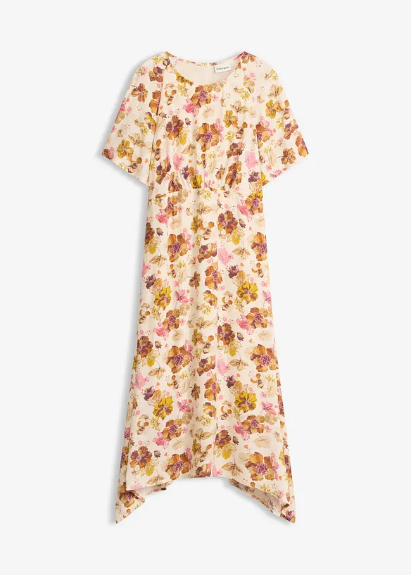 Kleid aus strukturiertem Viskose-Crepe in beige von vorne - bonprix Kleid aus strukturiertem Viskose-Crepe in beige von vorne - bonprix