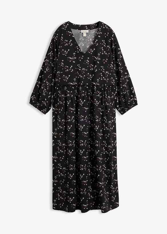Lockeres Tunika-Kleid aus softer Viskose in schwarz von vorne - bonprix Lockeres Tunika-Kleid aus softer Viskose in schwarz von vorne - bonprix