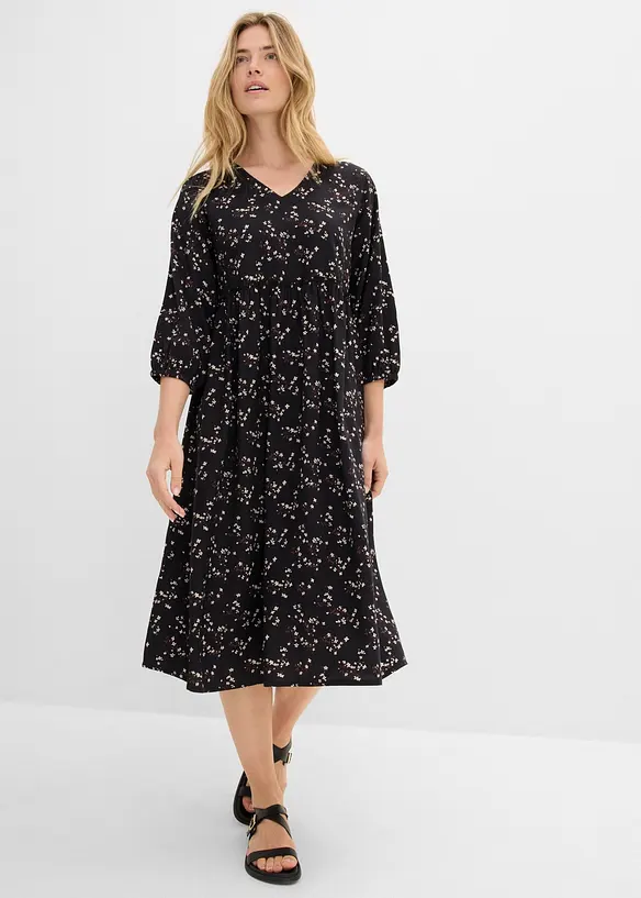 Lockeres Tunika-Kleid aus softer Viskose in schwarz von vorne (Totalaufnahme) - bonprix Lockeres Tunika-Kleid aus softer Viskose in schwarz von vorne (Totalaufnahme) - bonprix