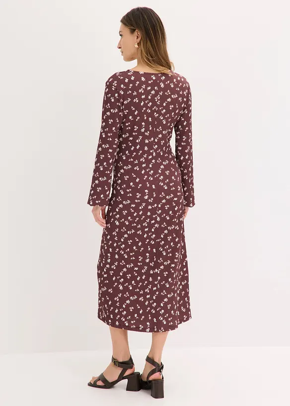 Midikleid aus strukturiertem Crêpe in lila von hinten (Totalaufnahme) - bonprix