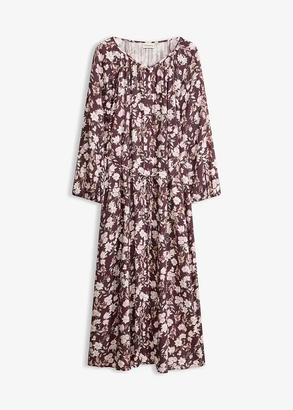 Maxikleid mit Bindeband in lila von vorne - bonprix Maxikleid mit Bindeband in lila von vorne - bonprix