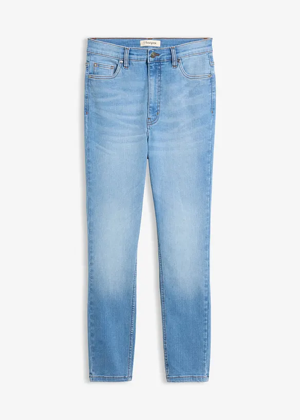 Skinny-Jeans High Waist cropped in blau von vorne - bonprix