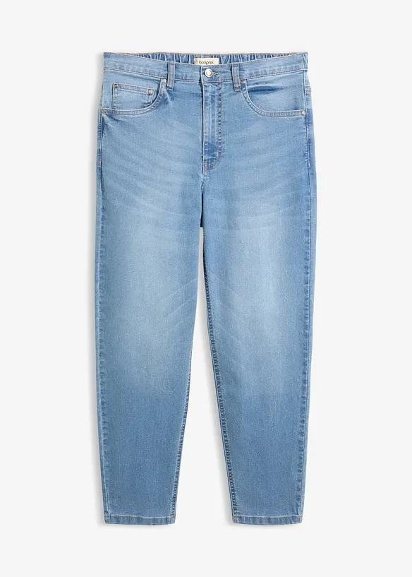 Mom-Jeans High Waist cropped in blau von vorne - bonprix Mom-Jeans High Waist cropped in blau von vorne - bonprix