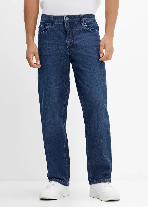 Loose-Fit-Jeans, Straight in blau von vorne - bonprix