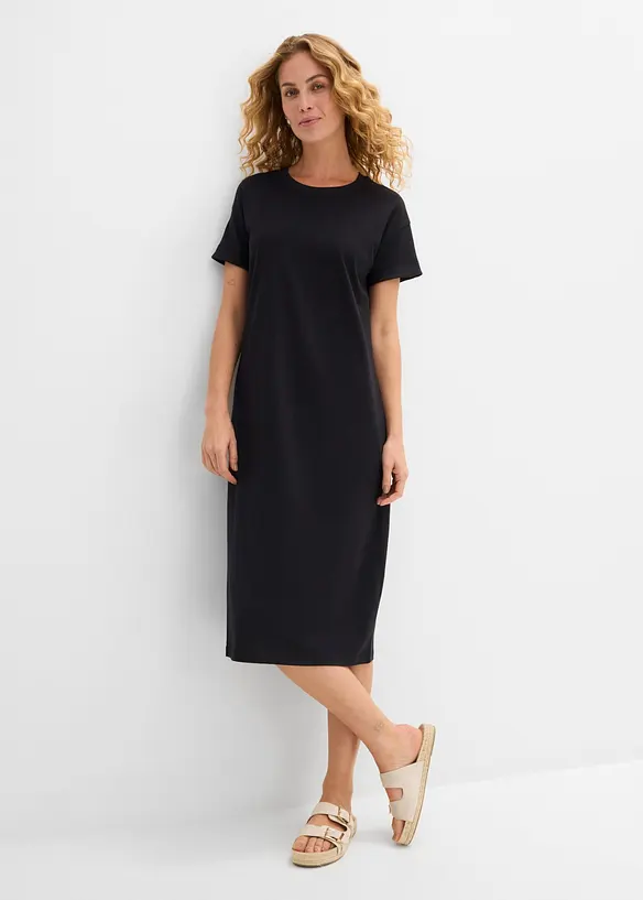 Shirtkleid aus reiner Bio-Baumwolle in schwarz von vorne (Totalaufnahme) - bonprix