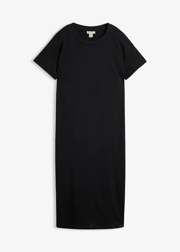 Shirtkleid aus reiner Bio-Baumwolle in schwarz von vorne - bonprix