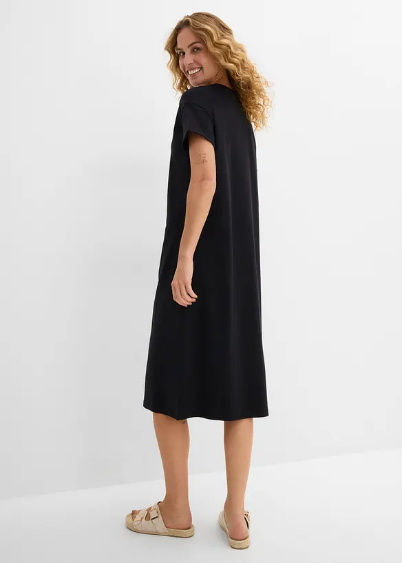 Shirtkleid aus reiner Bio-Baumwolle in schwarz von hinten (Totalaufnahme) - bonprix