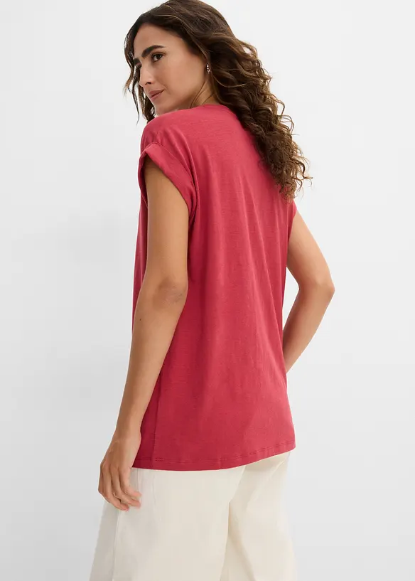 Longshirt aus reiner Bio-Baumwolle (2er Pack) in rot von hinten (im Anschnitt) - bonprix