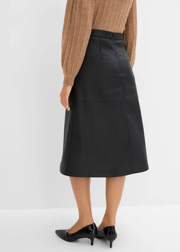 Midirock aus Lederimitat in schwarz von hinten - bonprix Midirock aus Lederimitat in schwarz von hinten - bonprix